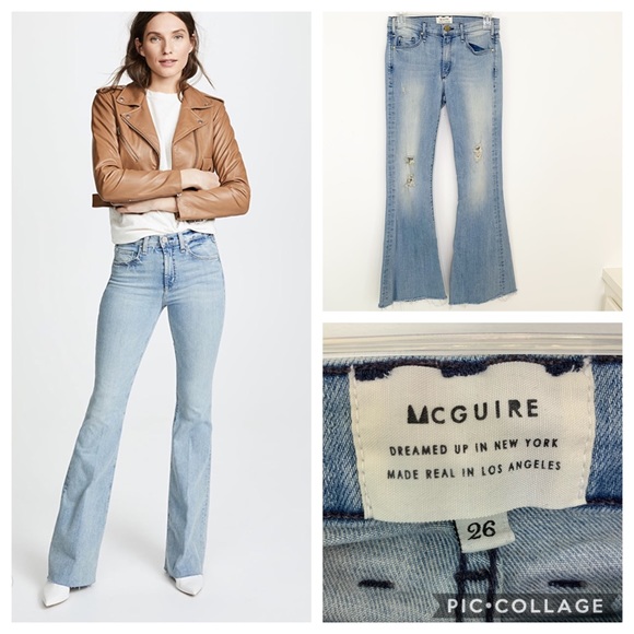 McGuire Denim Denim - McGuire Distressed Boho Light Wash Flare Jeans 26